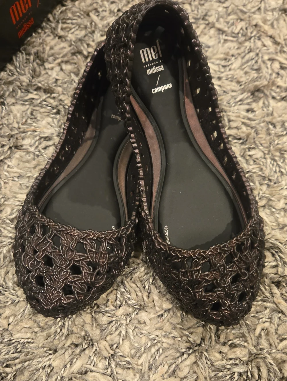 Melissa Campana Woven Pointed Ballet Flats in Black Iridescent